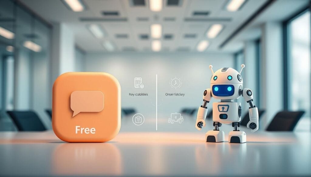 A vibrant and informative visual representation of the differences between free and paid chatbot plans. In the foreground, two distinct chatbot icons, one representing the free plan with a simple, minimalist design, and the other showcasing the enhanced features of the paid plan with a more intricate and polished appearance. In the middle ground, a clear delineation between the key capabilities and functionalities offered by each plan, conveyed through well-crafted iconography and subtle textual cues. The background features a sleek, modern office setting, with clean lines and a neutral color palette that allows the focal points to stand out. Soft, directional lighting illuminates the scene, creating a sense of depth and emphasizing the contrast between the free and paid plan options. The overall composition is balanced, visually engaging, and effectively communicates the key message of the article section.